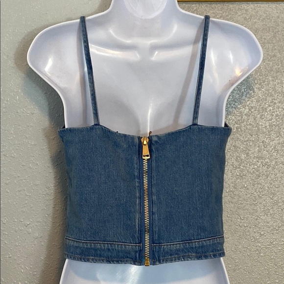 Express Blue Sleeveless Bustier Crop Top - Picture 4 of 5